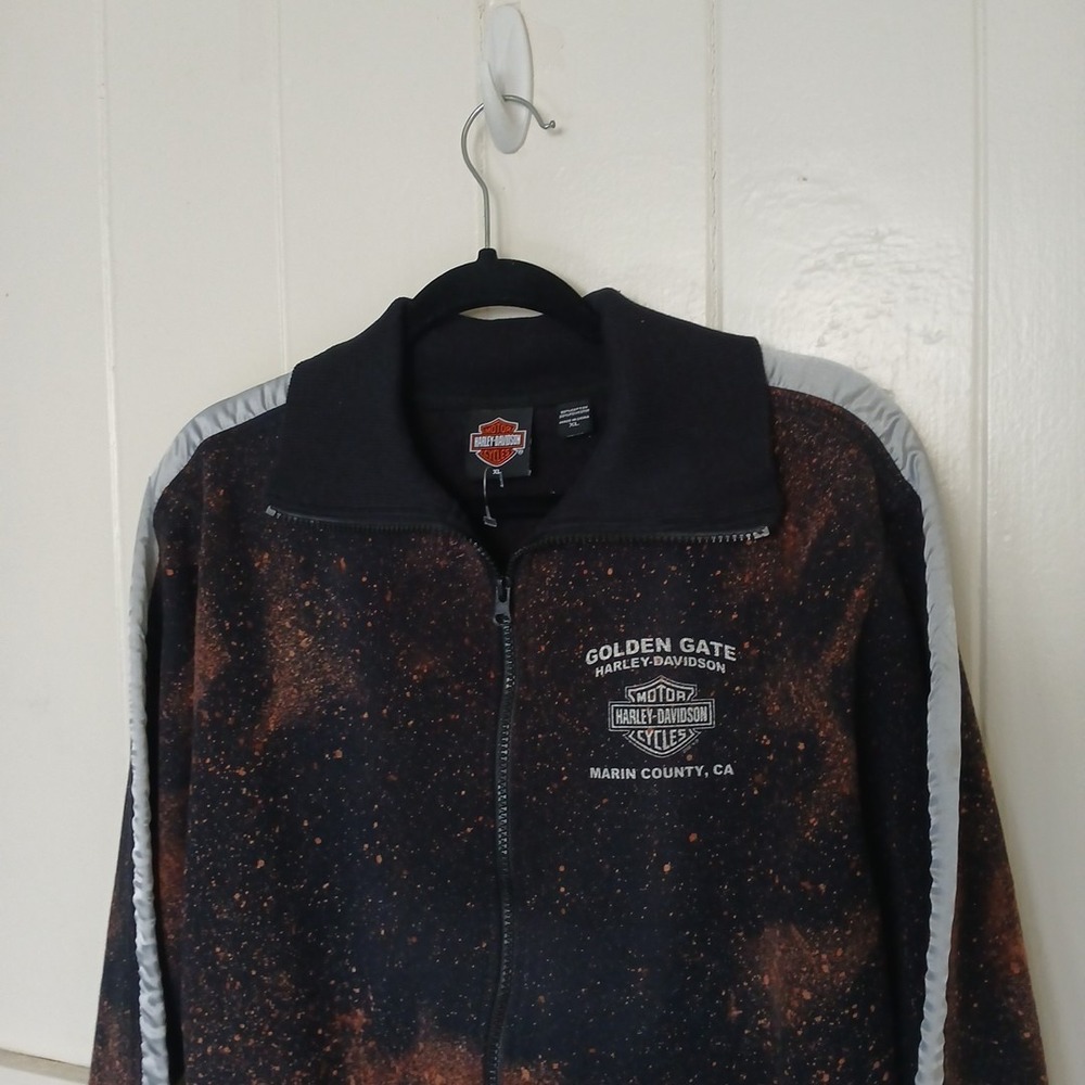 Harley-Davidson Jacket Satin Inset Soft Shell Women's XL Black Bleach Dye Marin - Picture 7 of 12